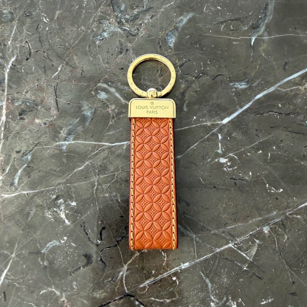 Louis Vuitton LV Brown and Gold Leather Key Holder Ring
